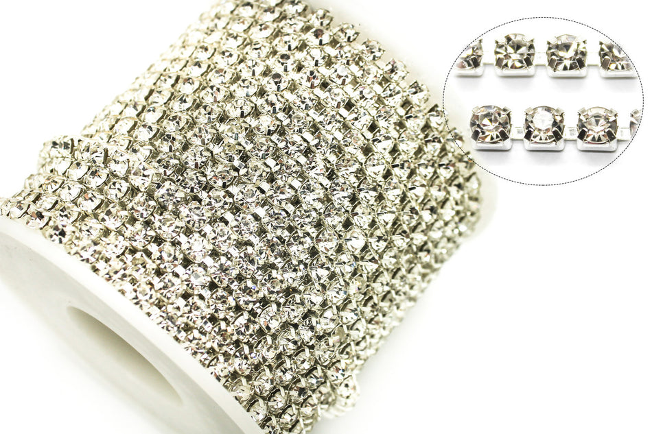 Стразовий ланцюг ss12 (3 мм) 1 м Crystal silver