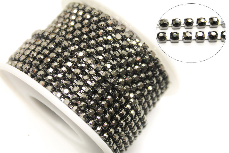 Стразовий ланцюг ss10 (2,8 мм) 1 м Hematite nickel