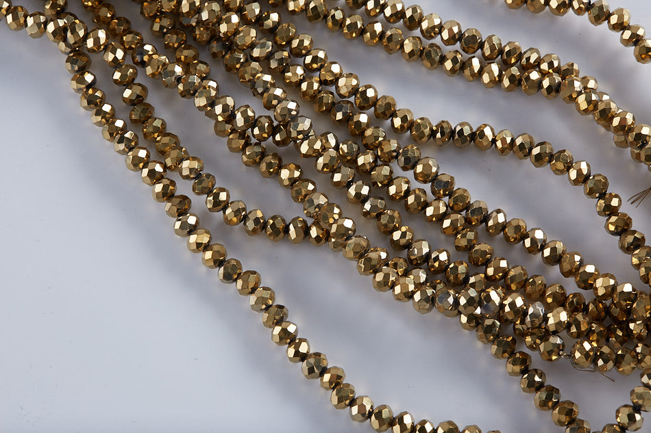 Намистини Swarovski огранювання рондель 3х2 мм +-175 шт. Золото_086