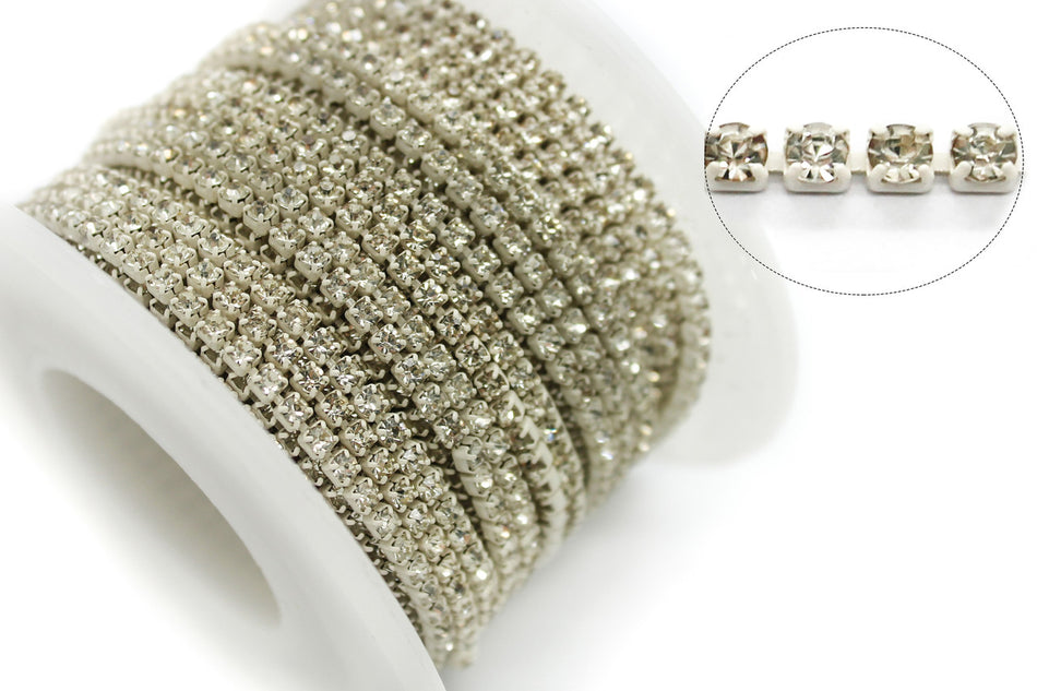 Стразовий ланцюг ss6 (2 мм) 1 м Crystal white
