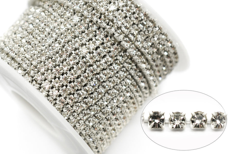 Стразовий ланцюг ss8 (2,5 мм) 1 м Crystal white