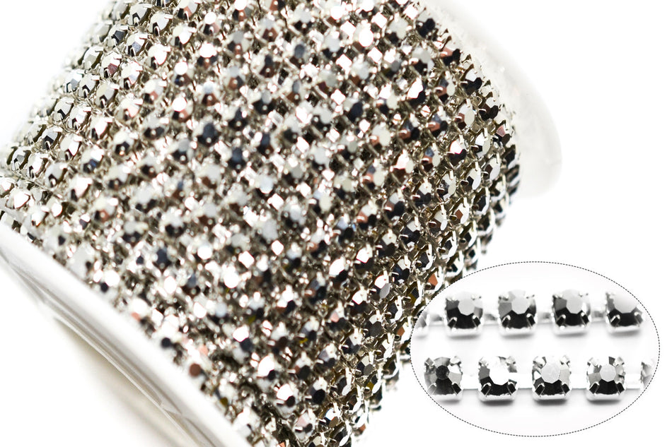 Стразовий ланцюг ss10 (2,8 мм) 1 м Argentum srebrny