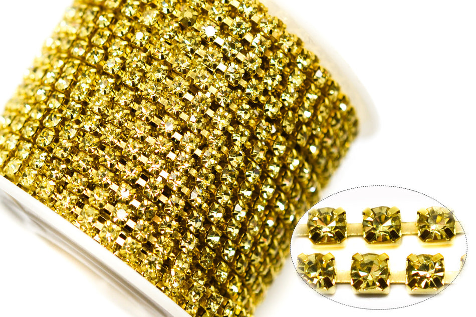 Стразовий ланцюг ss10 (2,8 мм) 1 м Jonquil gold