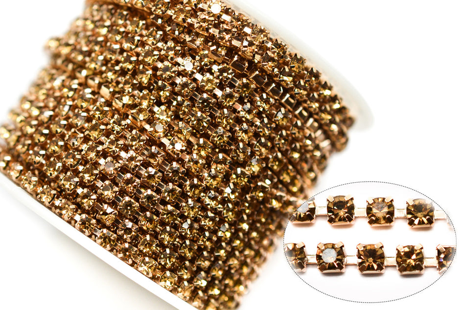 Стразовий ланцюг ss10 (2,8 мм) 1 м LCT gold