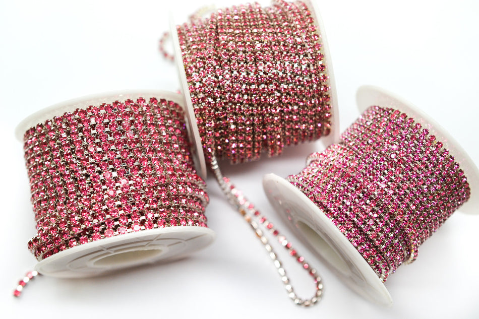 Стразовий ланцюг ss10 (2,8 мм) 1 м Rose silver