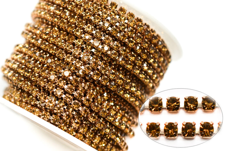 Стразовий ланцюг ss8 (2,5 мм) 1 м LCT gold