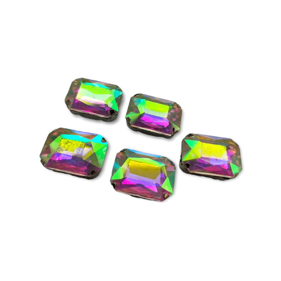 Стрази в оправі пришивні Прямокутник 13x18 MM АВ УЦІНКА!!! 8 шт.