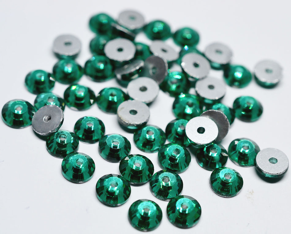 Стрази пришивні скло ААА смарагд 50 шт. 6 mm