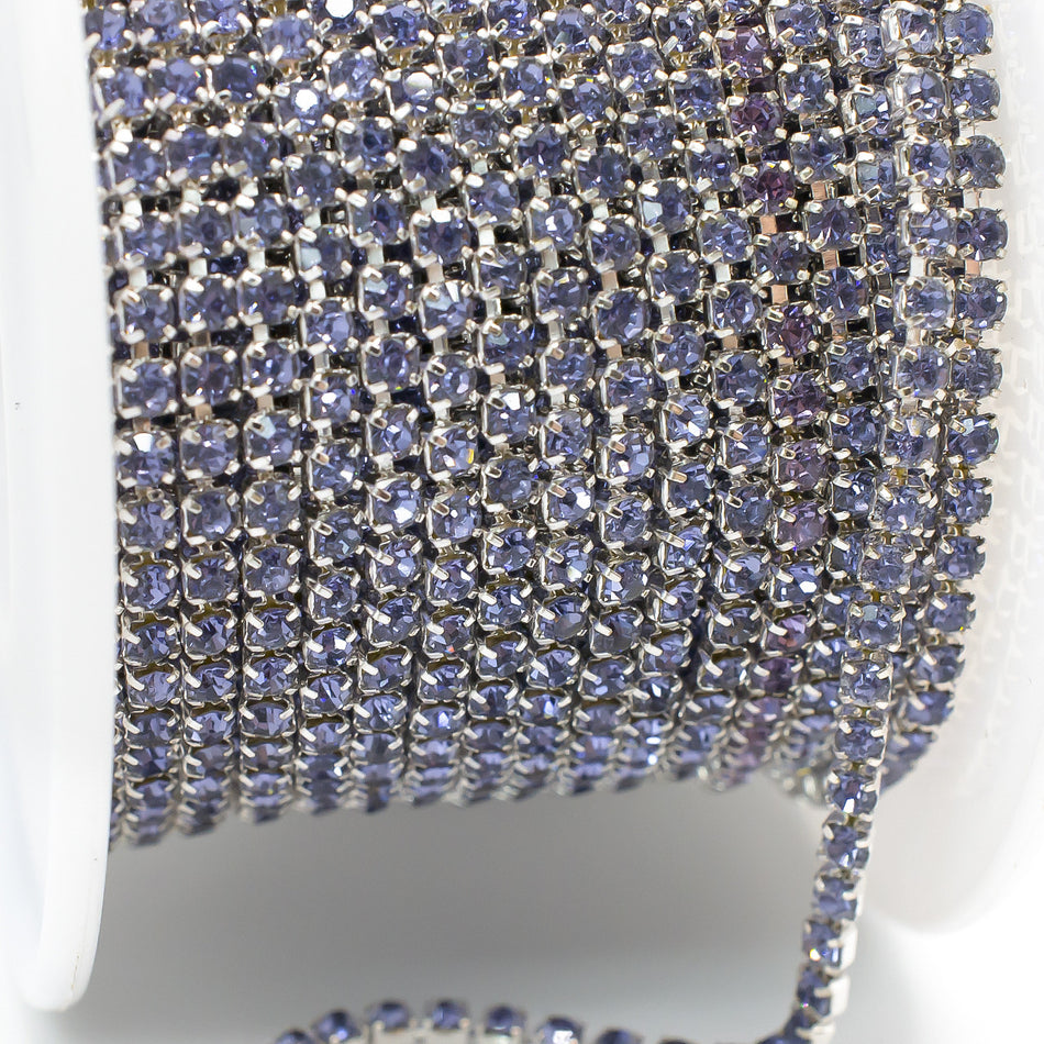 Стразовий ланцюг ss10 (2,8 мм) 1 м Тanzanite silver