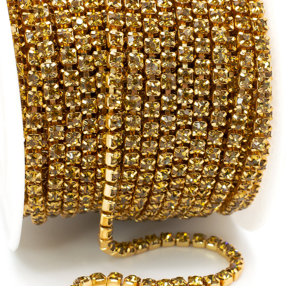 Стразовий ланцюг ss8 (2,5 мм) 1 м LCT gold