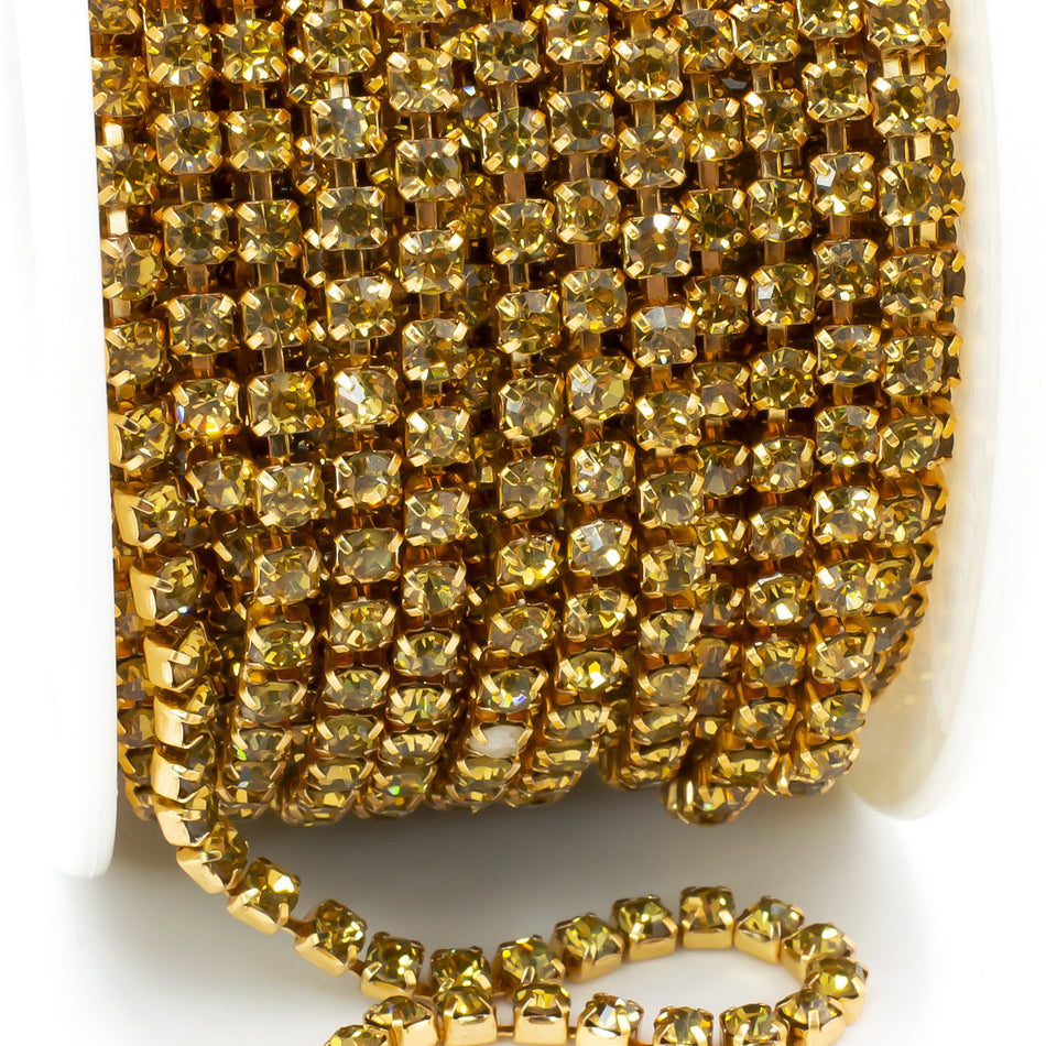 Стразовий ланцюг ss10 (2,8 мм) 1 м LCT gold