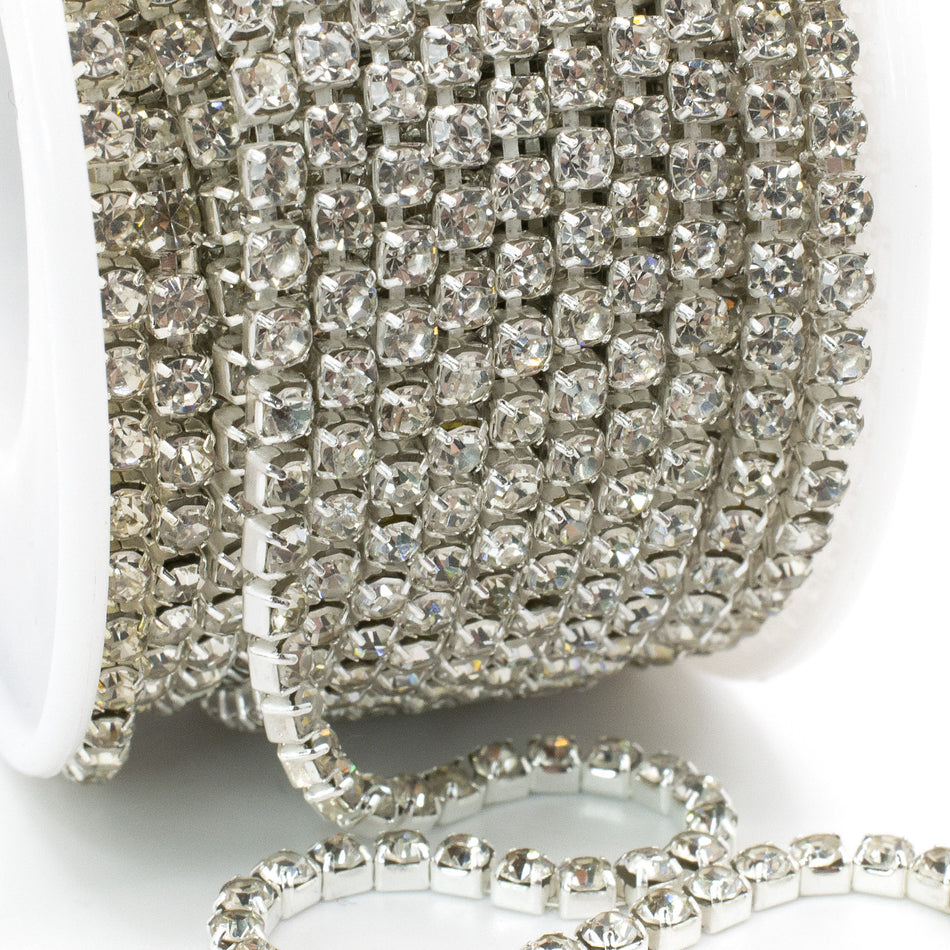 Стразовий ланцюг ss12 (3 мм) 1 м Crystal silver