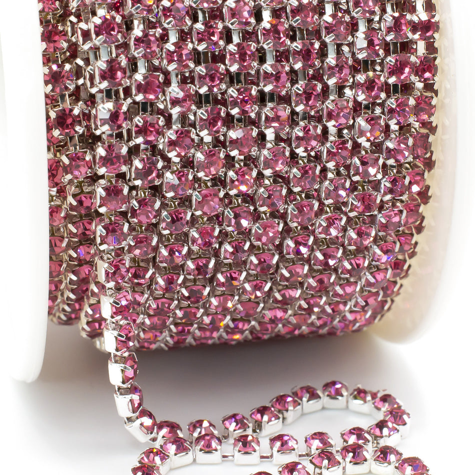 Стразовий ланцюг ss10 (2,8 мм) 1 м Rose silver