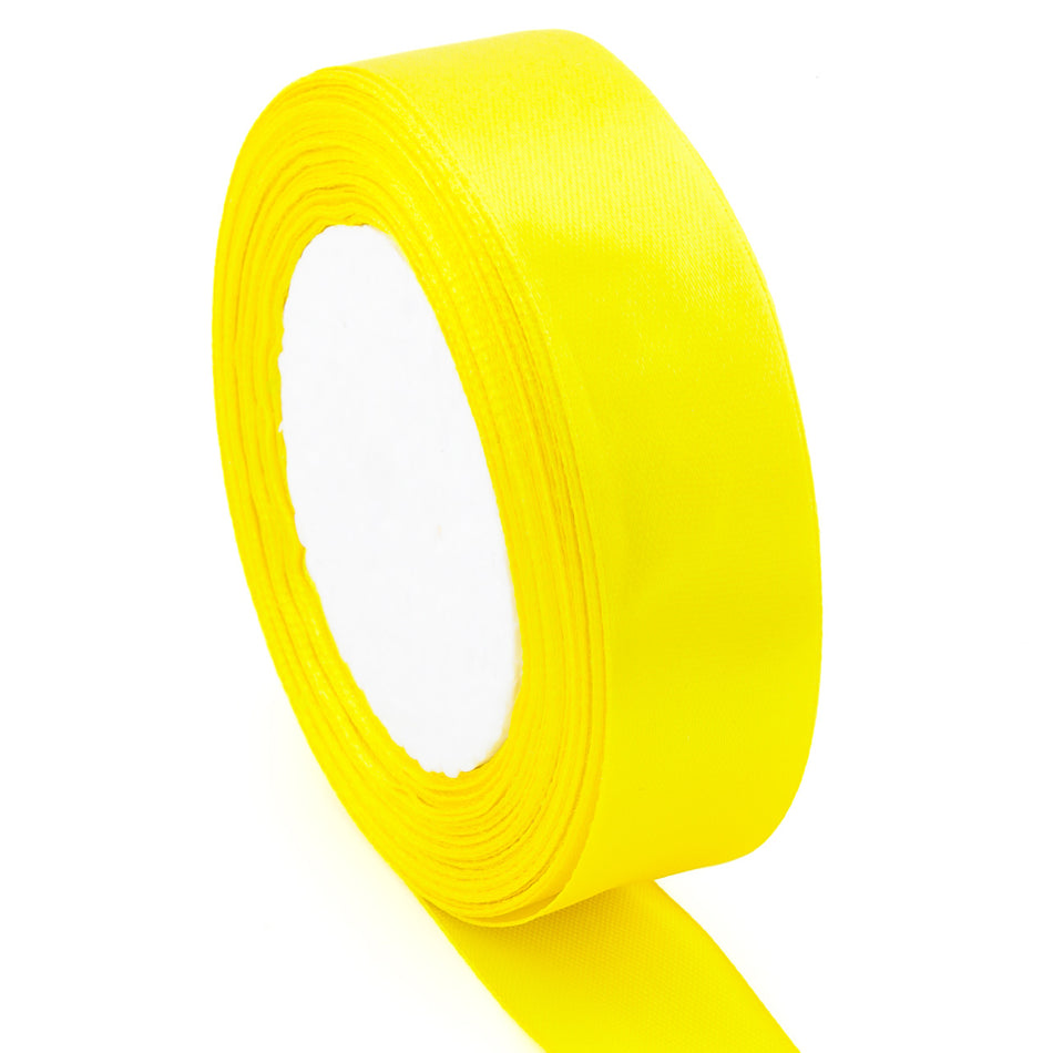 Стрічка атласна 2,5 cm Жовтий 1 рулон +-23 м