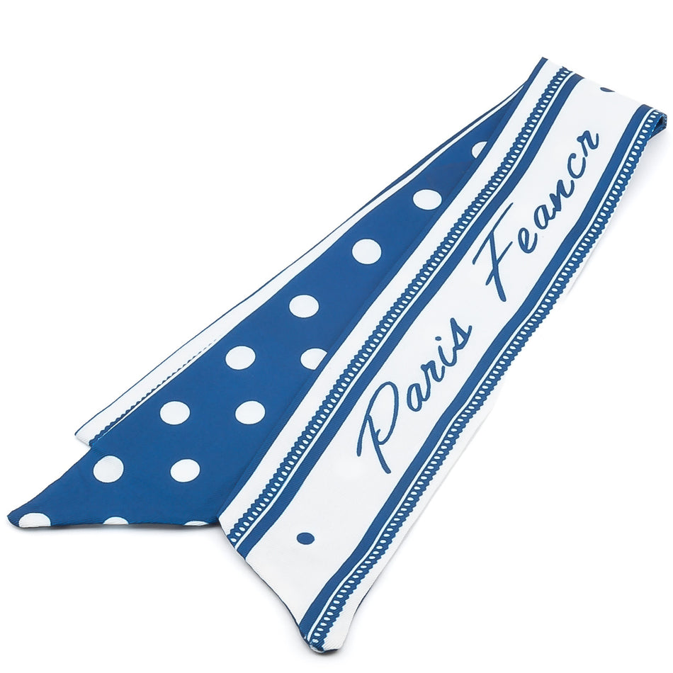 Хустка-стрічка Твіллі для сумки/волосся 90х5 см 1 шт. seria Polka Dot ●Model niebieski