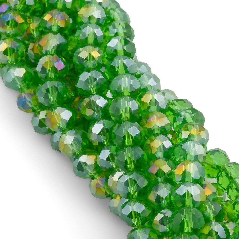 Намистини Swarovski огранювання рондель 3,5х3 мм 34 см (+-124 шт.) Зелений АВ прозорий