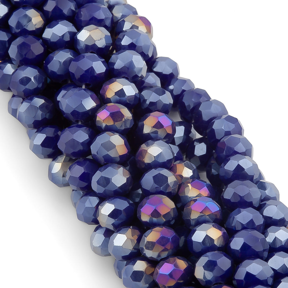 Намистини Swarovski огранювання рондель 8х6 мм 42 см (+-65 шт.) Синій темний АВ непрозорий