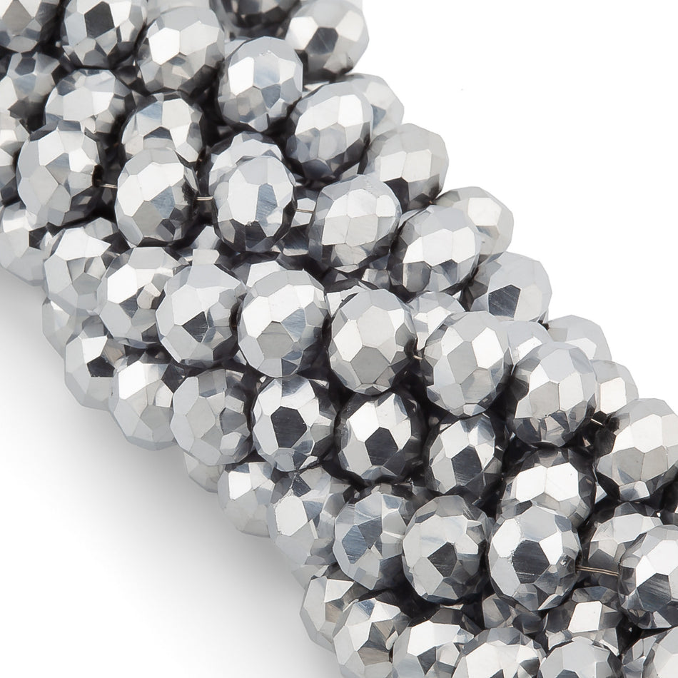 Намистини Swarovski огранювання рондель 3,5х3 мм 34 см (+-124 шт.) Сріблястий металік