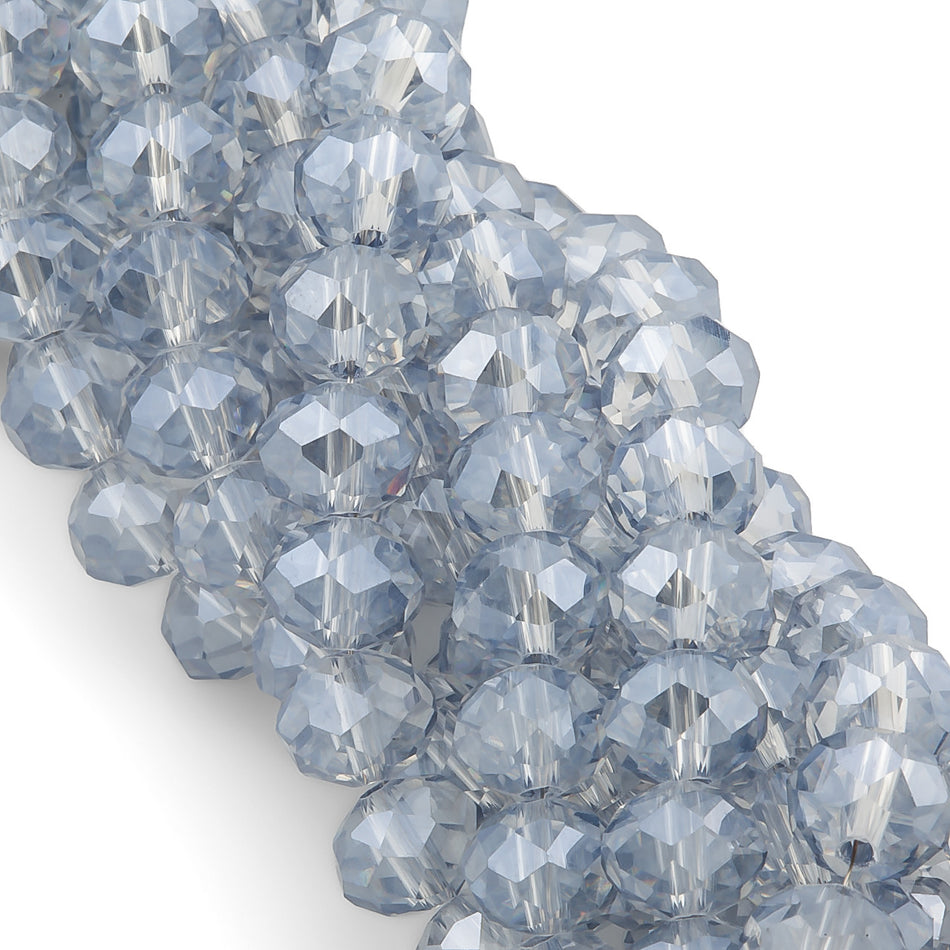Nogi Swarovski огранювання рондель 6х4,8 мм 40 см (+-85 шт.) Сріблястий АВ прозорий