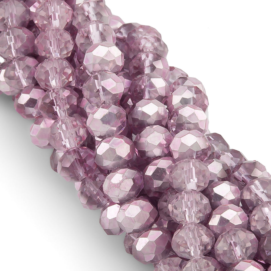 Намистини Swarovski огранювання рондель 3,5х3 мм 34 см (+-124 шт.) Бузковий напівпрозорий металік