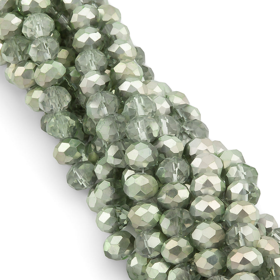 Намистини Swarovski огранювання рондель 3,5х3 мм 34 см (+-124 шт.) Оливково-сірий напівпрозорий металік
