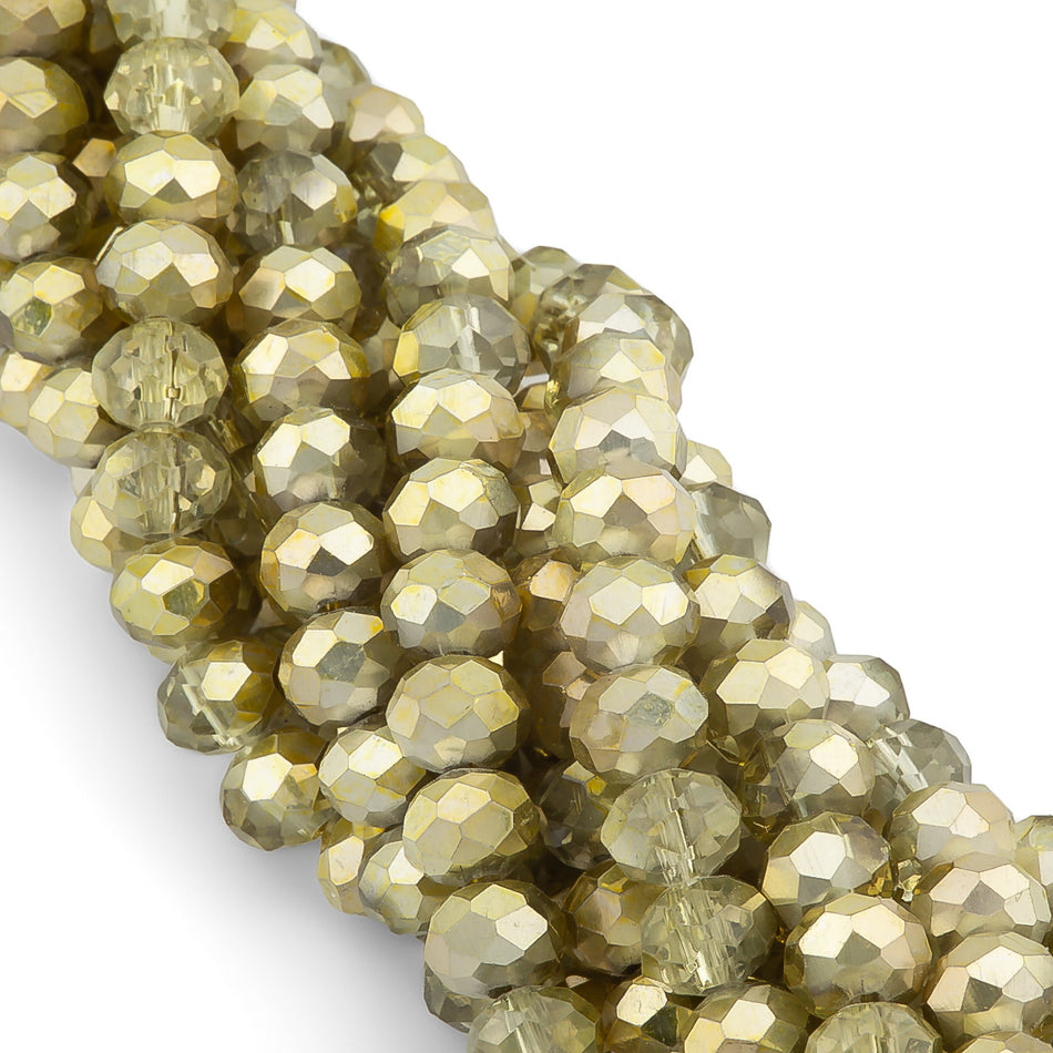 Nogi Swarovski огранювання рондель 3х2,5 мм 38 см (+-160 шт.) Оливково-жовтий напівпрозорий металік