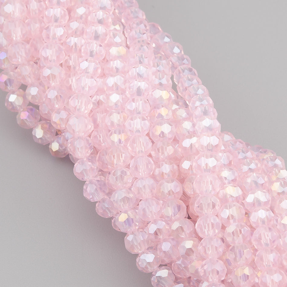 Намистини Swarovski огранювання рондель 4х3,5 мм 42 см (+-120 шт.) Рожевий світлий АВ прозорий