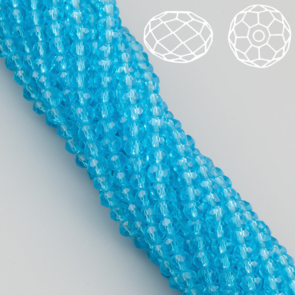Nogi Swarovski огранювання рондель 3х2,5 мм 38 см (+-160 шт.) Блакитний світлий прозорий
