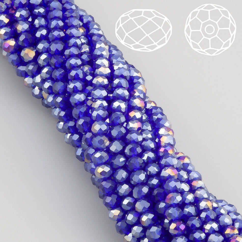 Nogi Swarovski огранювання рондель 3,5х3 мм 34 см (+-124 шт.) Сапфір АВ прозорий