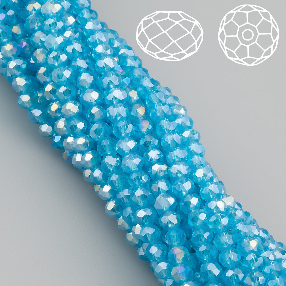 Nogi Swarovski огранювання рондель 3х2,5 мм 38 см (+-160 шт.) Блакитний АВ прозорий