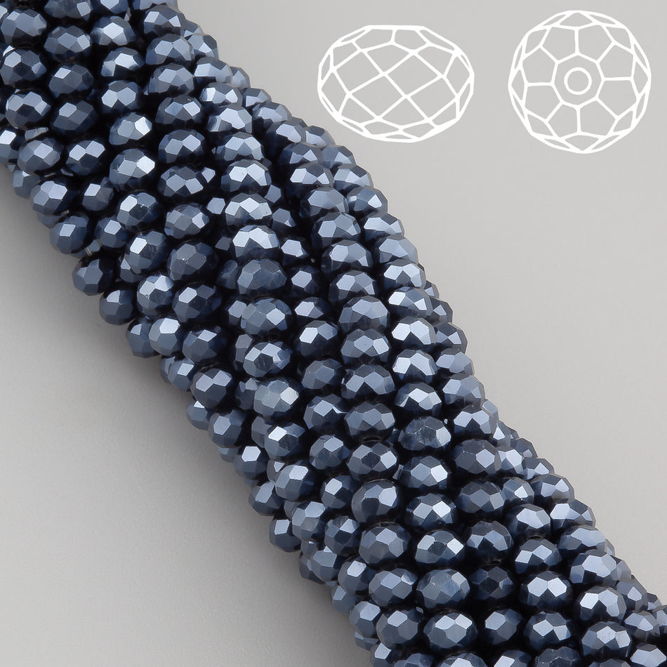 Намистини Swarovski огранювання рондель 3,5х3 мм 34 см (+-124 шт.) Синій темний металік