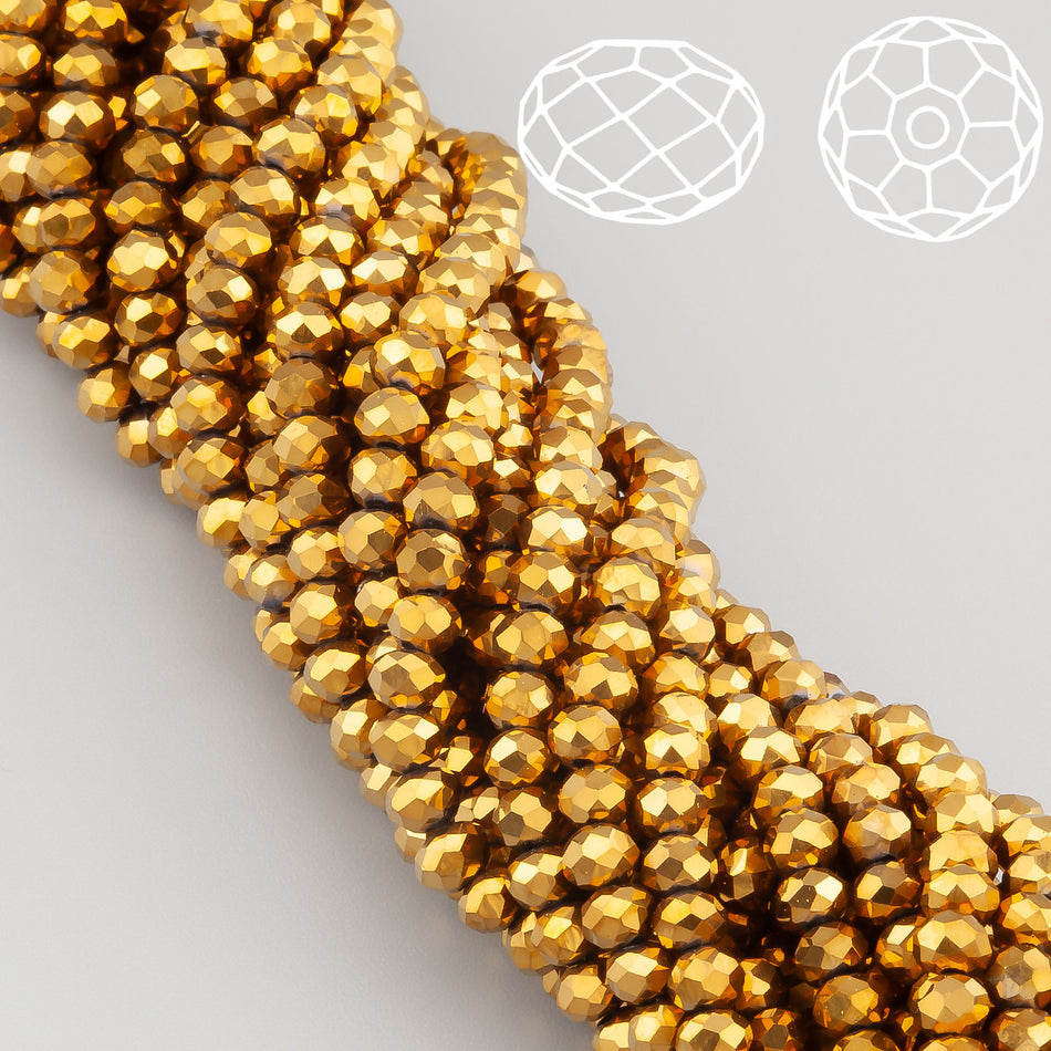 Nogi Swarovski огранювання рондель 6х4,8 мм 40 см (+-85 шт.) Золотистий металік
