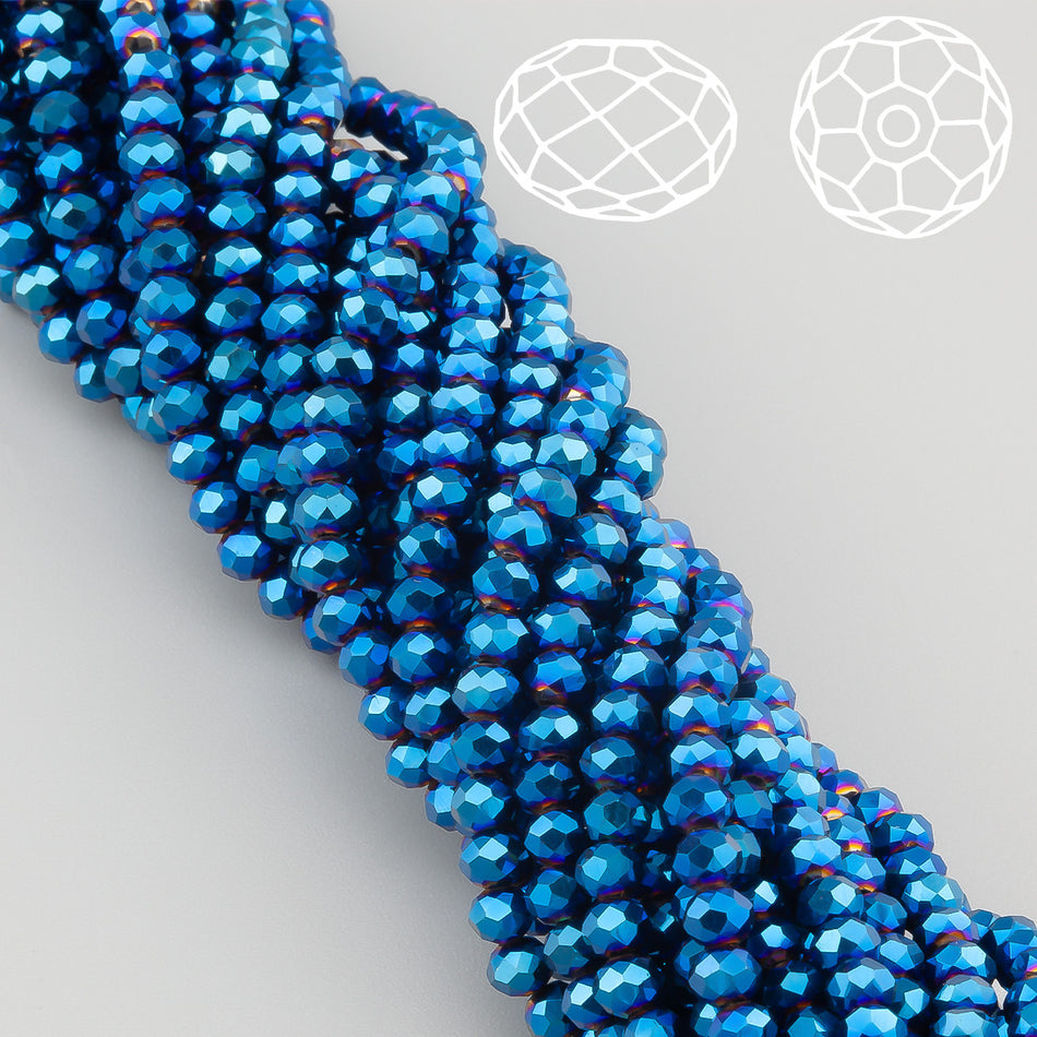 Намистини Swarovski огранювання рондель 3,5х3 мм 34 см (+-124 шт.) Синій металік