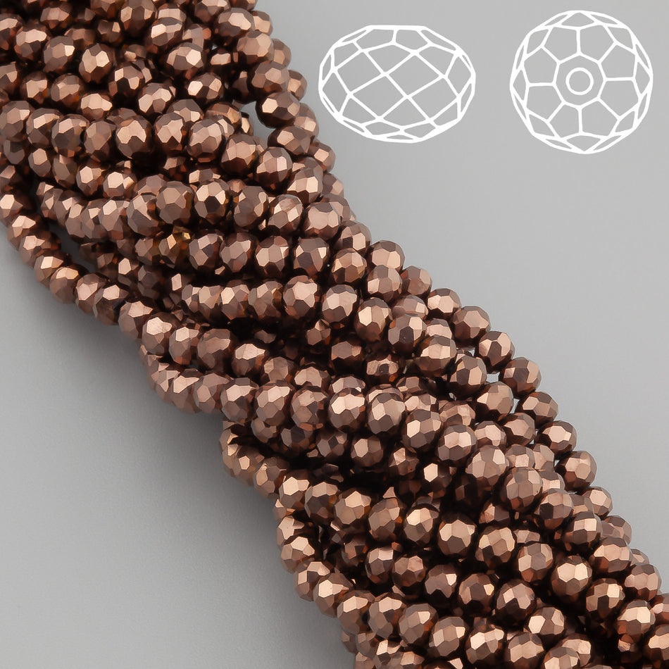 Nogi Swarovski огранювання рондель 3х2,5 мм 38 см (+-160 шт.) Коричневий металік