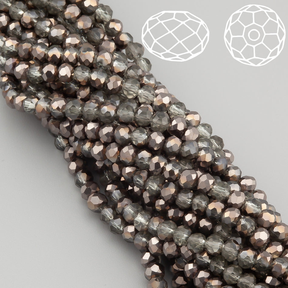 Намистини Swarovski огранювання рондель 3,5х3 мм 34 см (+-124 шт.) Гематитовий напівпрозорий металік