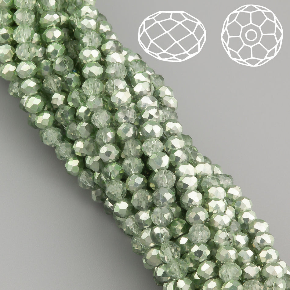 Намистини Swarovski огранювання рондель 3,5х3 мм 34 см (+-124 шт.) Оливково-сірий напівпрозорий металік
