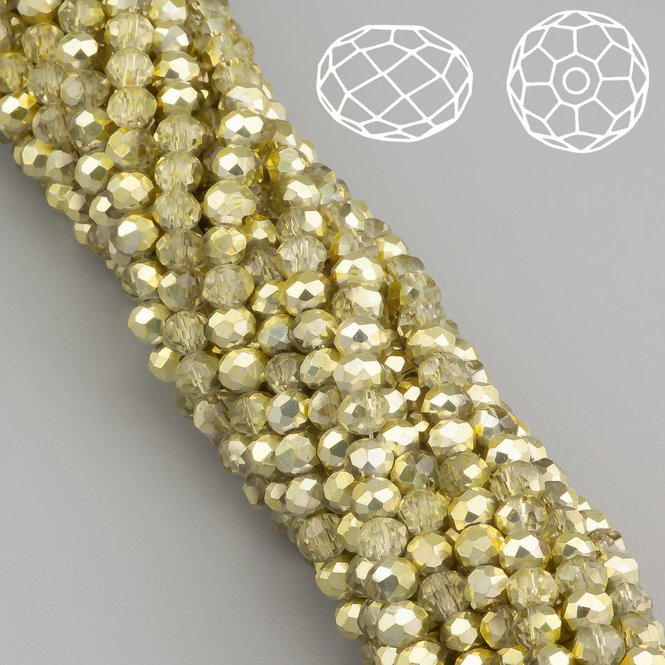 Nogi Swarovski огранювання рондель 3х2,5 мм 38 см (+-160 шт.) Оливково-жовтий напівпрозорий металік