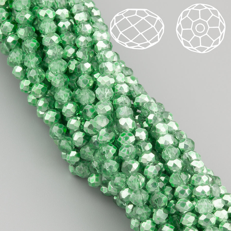 Nogi Swarovski огранювання рондель 3х2,5 мм 38 см (+-160 шт.) Оливково-зелений напівпрозорий металік