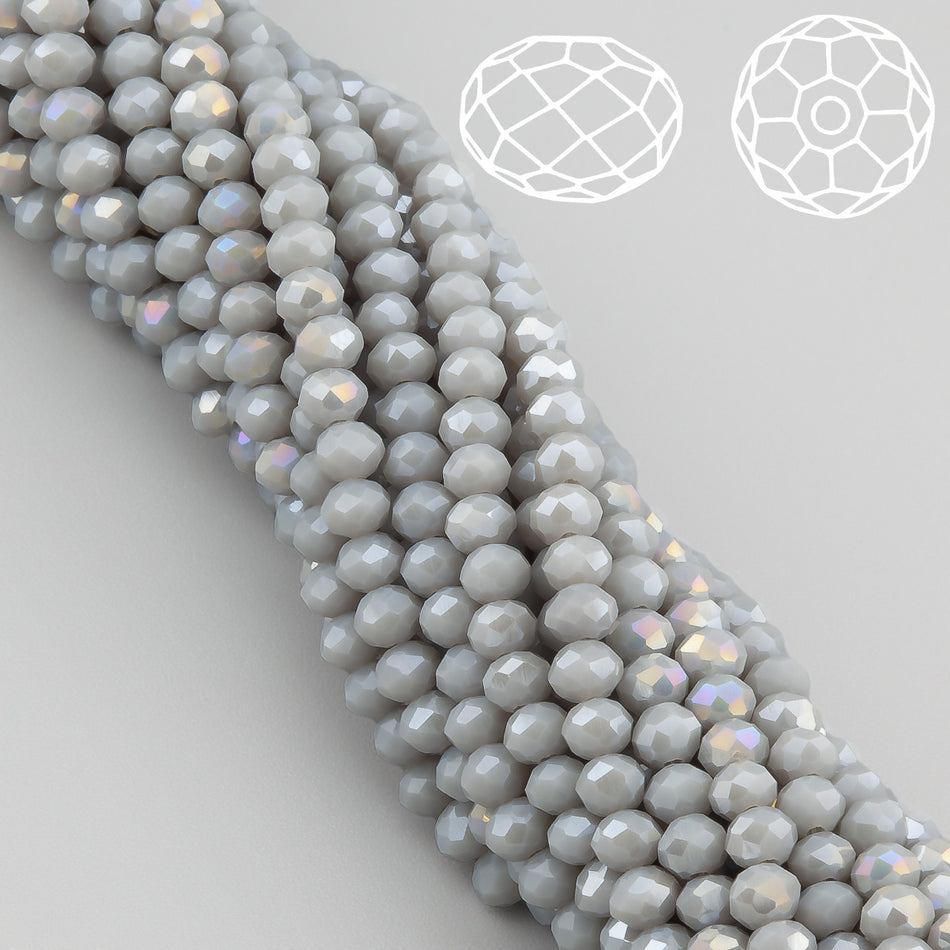 Намистини Swarovski огранювання рондель 4х3,5 мм 42 см (+-120 шт.) Сірий АВ непрозорий