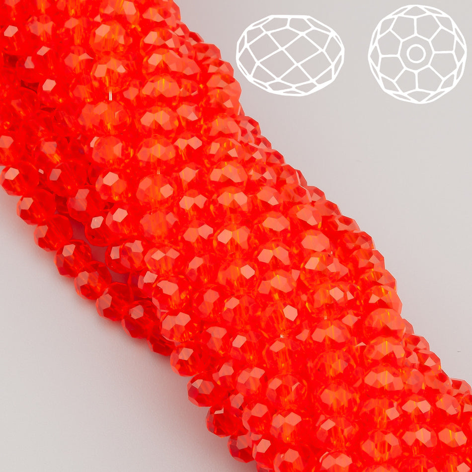 Nogi Swarovski огранювання рондель 6х4,8 мм 40 см (+-85 шт.) Морковно-червоний прозорий