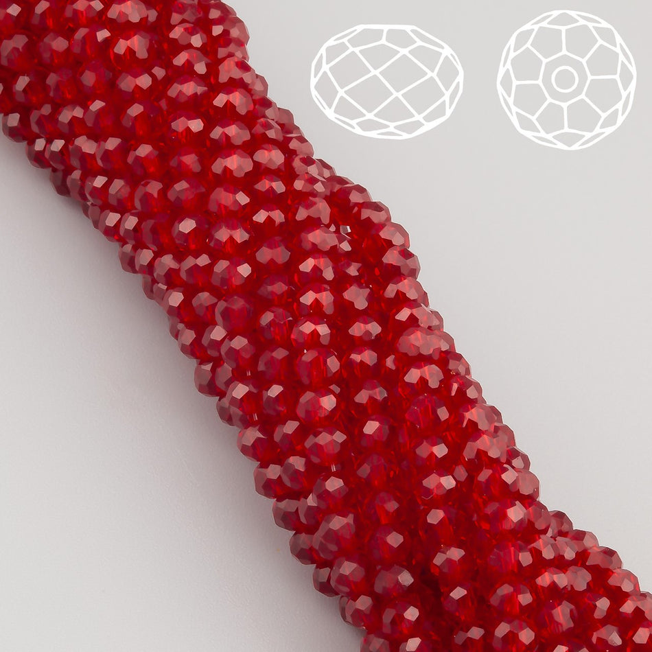 Намистини Swarovski огранювання рондель 4х3,5 мм 42 см (+-120 шт.) Бордовий прозорий