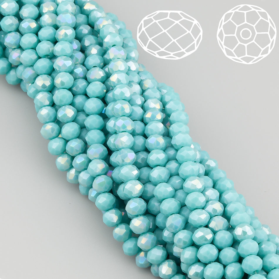 Намистини Swarovski огранювання рондель 6х4,8 мм 40 см (+-85 шт.) Блакитний світлий АВ непрозорий