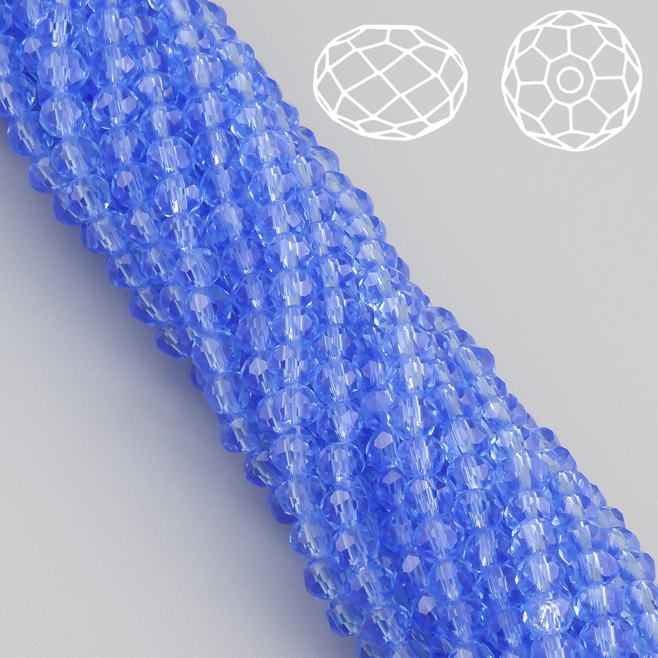 Nogi Swarovski огранювання рондель 6х4,8 мм 40 см (+-85 шт.) Синій прозорий