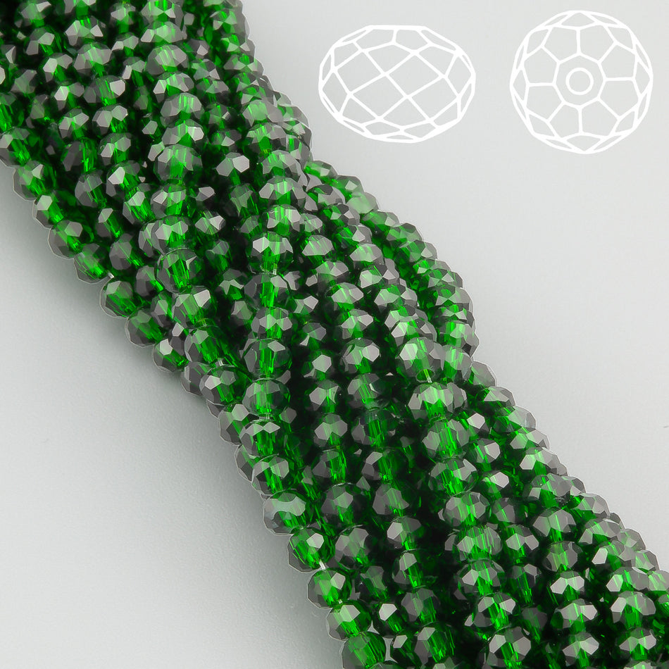 Nogi Swarovski огранювання рондель 6х4,8 мм 40 см (+-85 шт.) смарагдовий прозорий