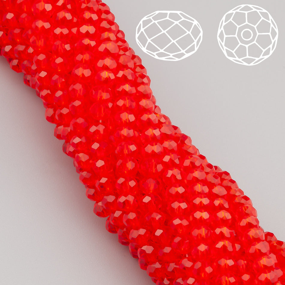 Nogi Swarovski огранювання рондель 3,5х3 мм 34 см (+-124 шт.) Червоногарячий прозорий