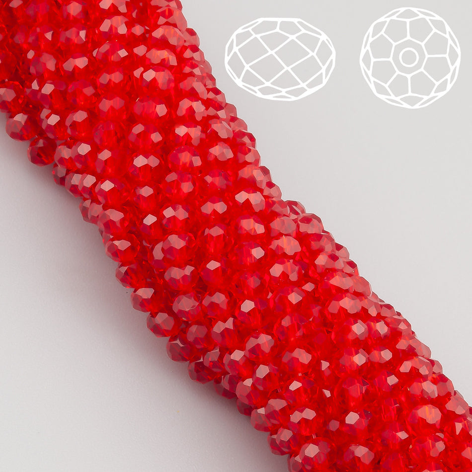 Nogi Swarovski огранювання рондель 3,5х3 мм 34 см (+-124 шт.) Червоний прозорий