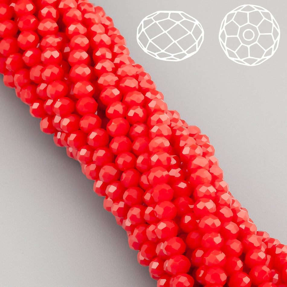 Nogi Swarovski огранювання рондель 6х4,8 мм 40 см (+-85 шт.) Червоний непрозорий