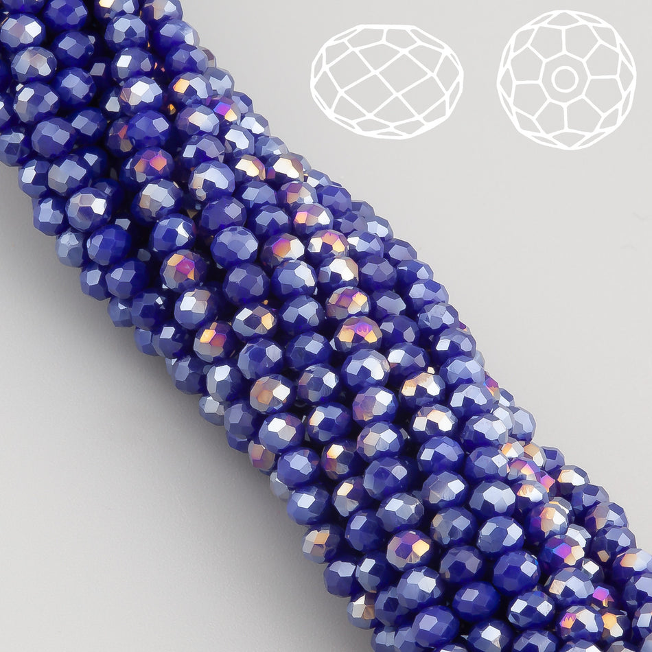Nogi Swarovski огранювання рондель 3х2,5 мм 38 см (+-160 шт.) Синій темний АВ непрозорий