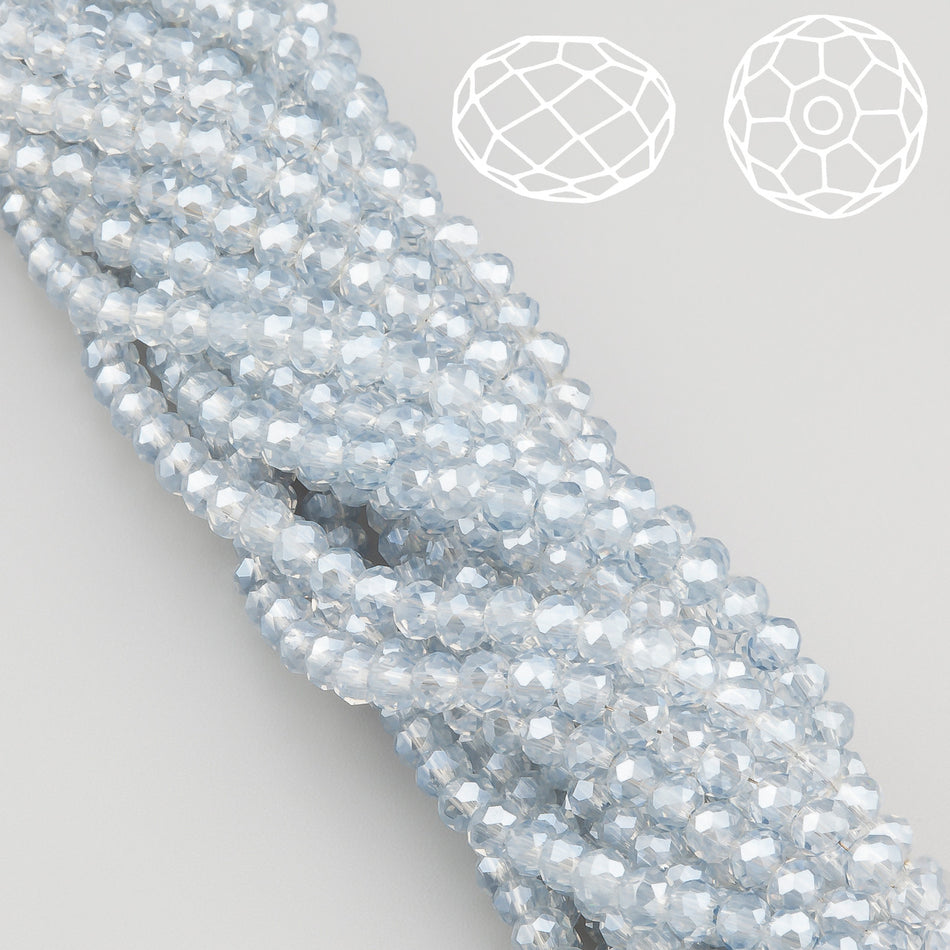 Nogi Swarovski огранювання рондель 3,5х3 мм 34 см (+-124 шт.) Сріблястий АВ прозорий