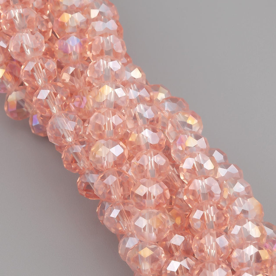 Nogi Swarovski огранювання рондель 6х4,8 мм 40 см (+-85 шт.) Пудровий АВ прозорий